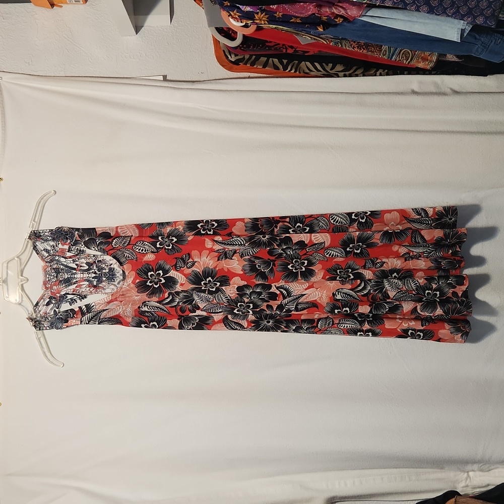 Tropical print knit dress